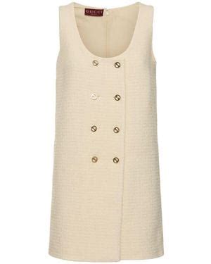 Short damier bouclé wool dress 